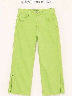 Liverpool Los Angeles Lime Green Crop Pants Size 16